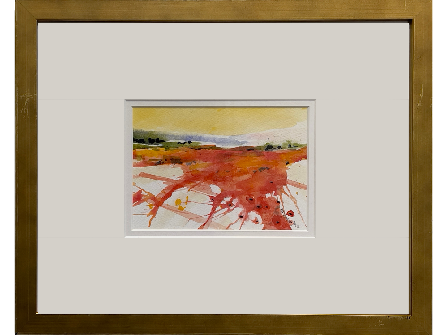 POPPY FIELD WITH YELLOW SKY